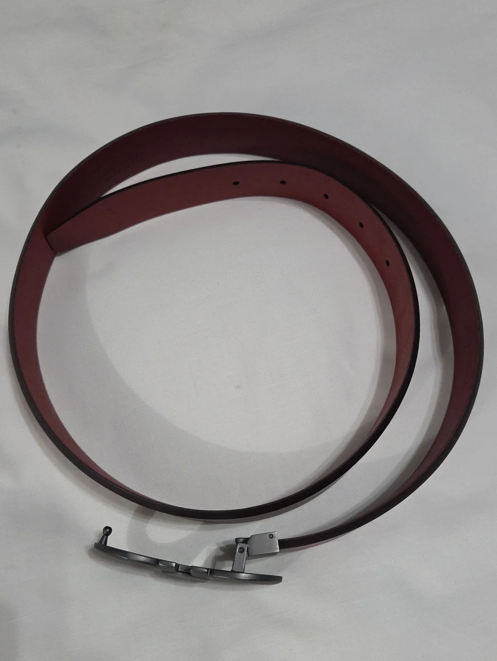 Salvatore Ferragamo Auburn Brown Leather Belt Double Gancini Buckle